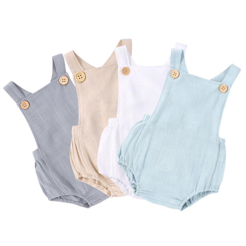 Baby Summer Linen Sleeveless Jumpsuit - Letnie pajacyki niemowlęce dla chłopców i