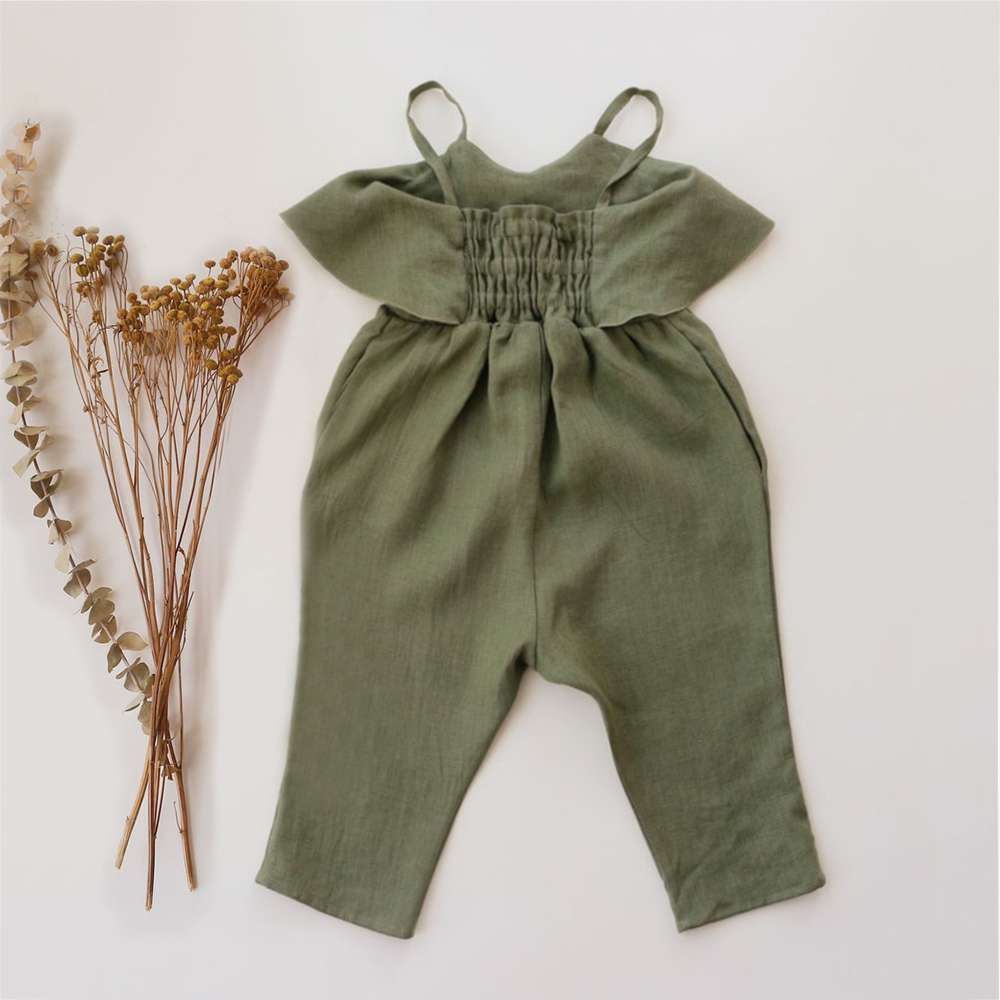 Niemowlę dziewczynka letnie ub – Baby Summer Linen Sleeveless Jumpsuit recenzja i cena