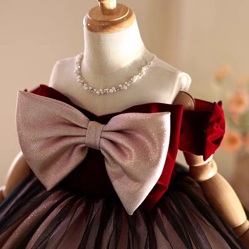 Jill Wish J464 Elegancka bordo – Toddler Girl Tulle Party Dress recenzja i cena