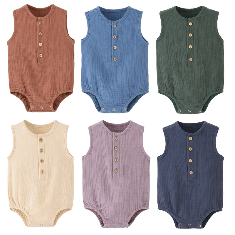 Letnie, gładkie body dla nowor – Baby Summer Linen Sleeveless Jumpsuit recenzja i cena